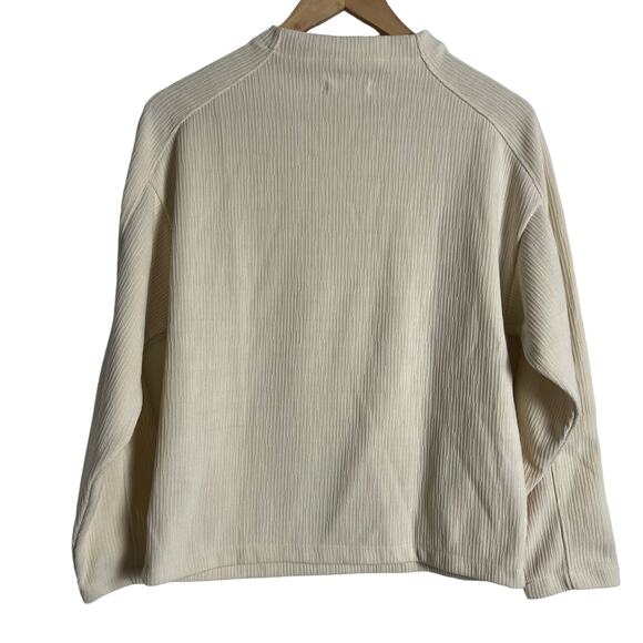 Madewell Jacquard Stripe Funnel Neck Top in Antique Cream Size XXS - Picture 11 of 14